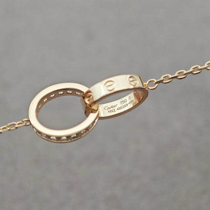 [Clover Jewelry]LOVE DOUBLE RING HALF DIAMOND NECKLACE