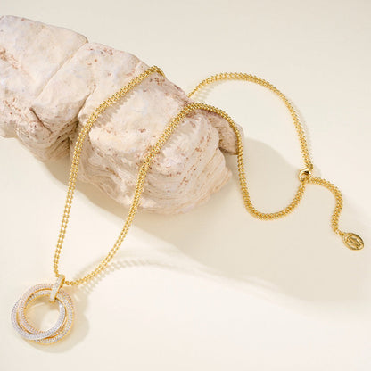 [Clover Jewelry]TRINITY LARGE FULL DIAMOND  NECKLACE