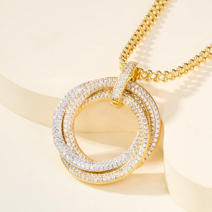 [Clover Jewelry]TRINITY LARGE FULL DIAMOND  NECKLACE