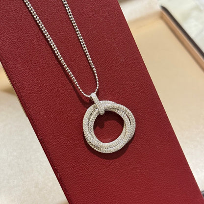 [Clover Jewelry]TRINITY LARGE FULL DIAMOND  NECKLACE