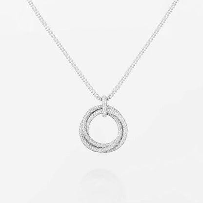 [Clover Jewelry]TRINITY LARGE FULL DIAMOND  NECKLACE