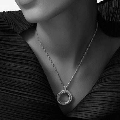 [Clover Jewelry]TRINITY LARGE FULL DIAMOND  NECKLACE