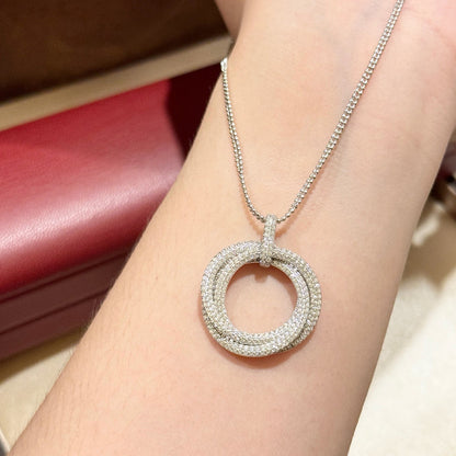 [Clover Jewelry]TRINITY LARGE FULL DIAMOND  NECKLACE