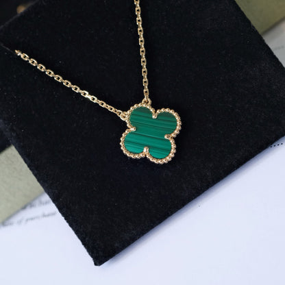 [Clover Jewelry]CLOVER 15MM MALACHITE SINGLE FLOWER  NECKLACE