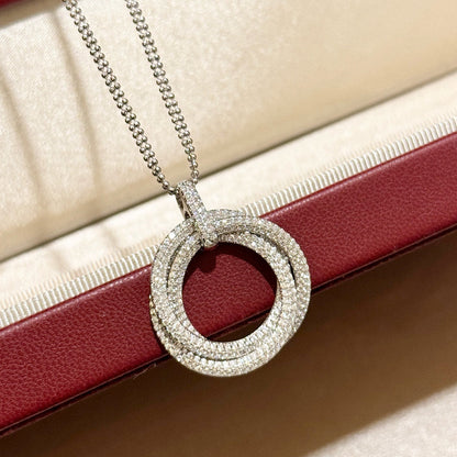 [Clover Jewelry]TRINITY LARGE FULL DIAMOND  NECKLACE
