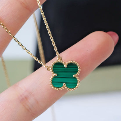 [Clover Jewelry]CLOVER 15MM MALACHITE SINGLE FLOWER  NECKLACE