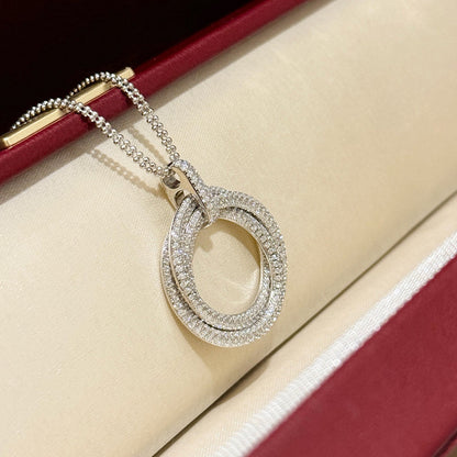 [Clover Jewelry]TRINITY LARGE FULL DIAMOND  NECKLACE