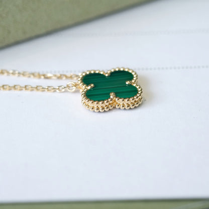 [Clover Jewelry]CLOVER 15MM MALACHITE SINGLE FLOWER  NECKLACE