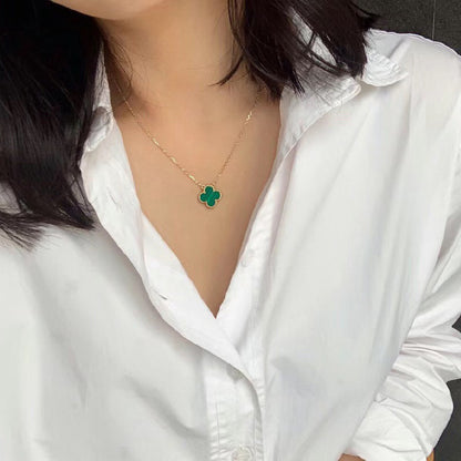 [Clover Jewelry]CLOVER 15MM MALACHITE SINGLE FLOWER  NECKLACE