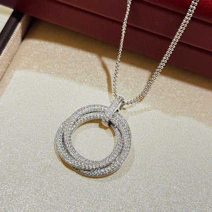 [Clover Jewelry]TRINITY LARGE FULL DIAMOND  NECKLACE