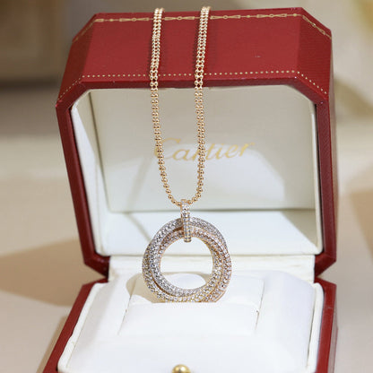 [Clover Jewelry]TRINITY LARGE FULL DIAMOND  NECKLACE