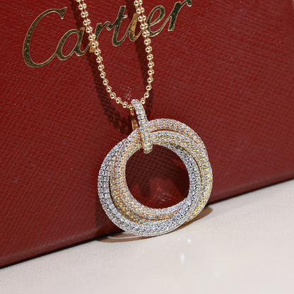 [Clover Jewelry]TRINITY LARGE FULL DIAMOND  NECKLACE