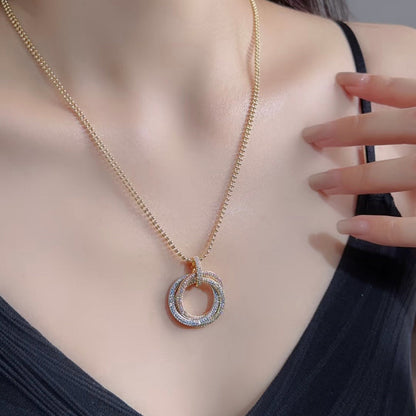 [Clover Jewelry]TRINITY LARGE FULL DIAMOND  NECKLACE
