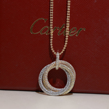 [Clover Jewelry]TRINITY LARGE FULL DIAMOND  NECKLACE