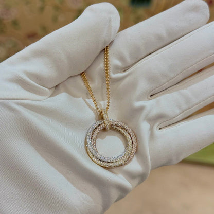 [Clover Jewelry]TRINITY LARGE FULL DIAMOND  NECKLACE