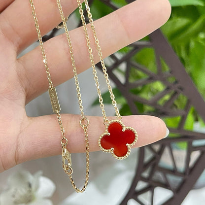 [Clover Jewelry]CLOVER 15MM CARNELIAN SINGLE FLOWER NECKLACE