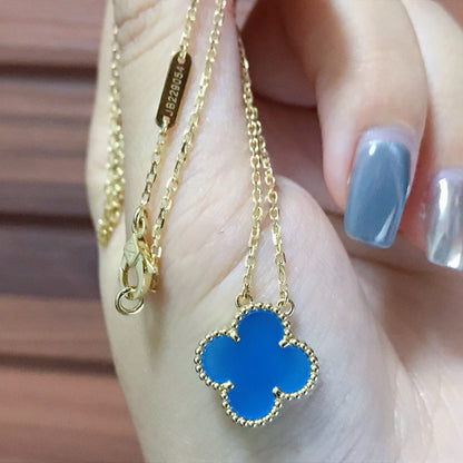 [Clover Jewelry]CLOVER 15MM BLUE AGATE NECKLACE