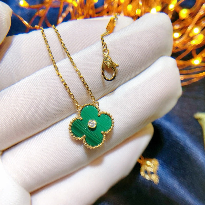 [Clover Jewelry]CLOVER 15MM DIAMOND TURQUOISE NECKLACE