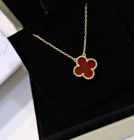 [Clover Jewelry]CLOVER 15MM CARNELIAN SINGLE FLOWER NECKLACE