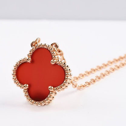 [Clover Jewelry]CLOVER 15MM CARNELIAN SINGLE FLOWER NECKLACE
