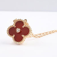 [Clover Jewelry]CLOVER 15MM DIAMOND CARNELIAN NECKLACE