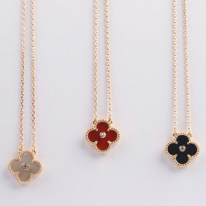 [Clover Jewelry]CLOVER 15MM DIAMOND CARNELIAN NECKLACE