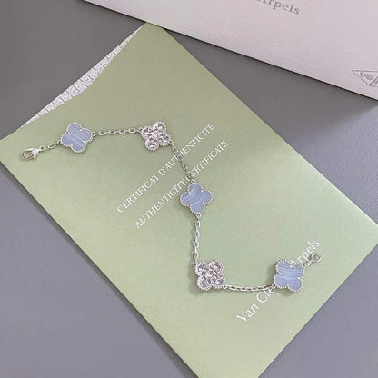 [Clover Jewelry] CLOVER 5 MOTIF PURPLE CHALCEDONY BRACELET COLLECTION