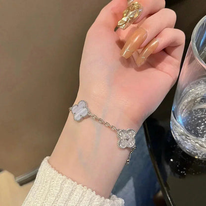[Clover Jewelry] CLOVER 5 MOTIF PURPLE CHALCEDONY BRACELET COLLECTION