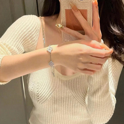 [Clover Jewelry] CLOVER 5 MOTIF PURPLE CHALCEDONY BRACELET COLLECTION