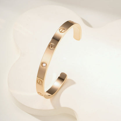 [Clover Jewelry]LOVE BRACELET 6.1MM 1 DIAMOND OPEN CUFF