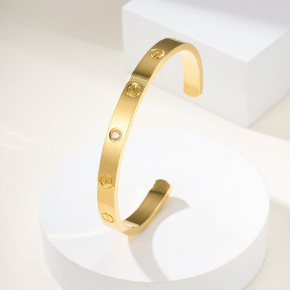 [Clover Jewelry]LOVE BRACELET 6.1MM 1 DIAMOND OPEN CUFF