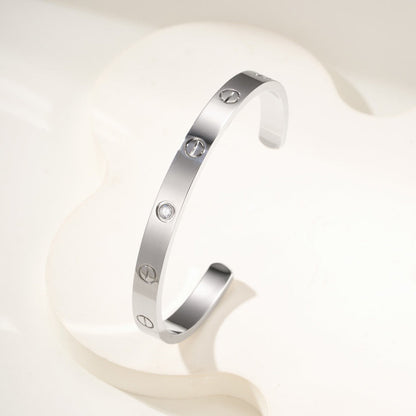 [Clover Jewelry]LOVE BRACELET 6.1MM 1 DIAMOND OPEN CUFF