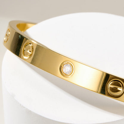 [Clover Jewelry]LOVE BRACELET 6.1MM 1 DIAMOND OPEN CUFF