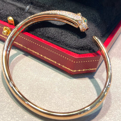 [Clover Jewelry]PANTHERE HALF DIAMOND OPEN BRACELET