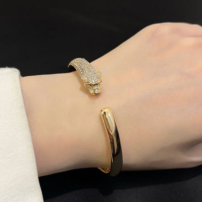[Clover Jewelry]PANTHERE HALF DIAMOND OPEN BRACELET