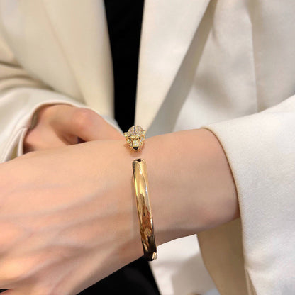 [Clover Jewelry]PANTHERE HALF DIAMOND OPEN BRACELET