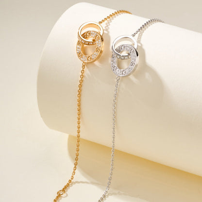 [Clover Jewelry]LOVE DOUBLE RING FULL DIAMOND BRACELET