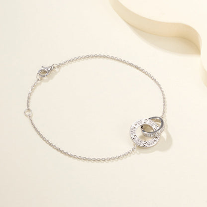 [Clover Jewelry]LOVE DOUBLE RING FULL DIAMOND BRACELET
