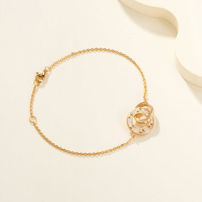 [Clover Jewelry]LOVE DOUBLE RING FULL DIAMOND BRACELET