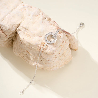 [Clover Jewelry]LOVE DOUBLE RING FULL DIAMOND BRACELET