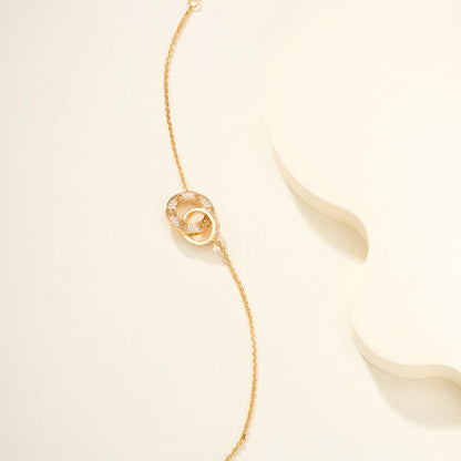 [Clover Jewelry]LOVE DOUBLE RING FULL DIAMOND BRACELET