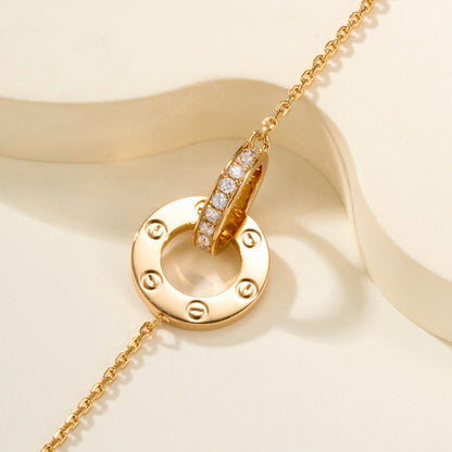 [Clover Jewelry]LOVE DOUBLE RING FULL DIAMOND BRACELET