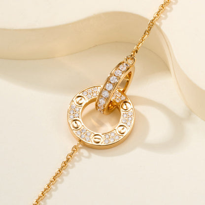 [Clover Jewelry]LOVE DOUBLE RING FULL DIAMOND BRACELET