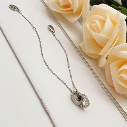 [Clover Jewelry]LOVE DOUBLE RING HALF DIAMOND BRACELET