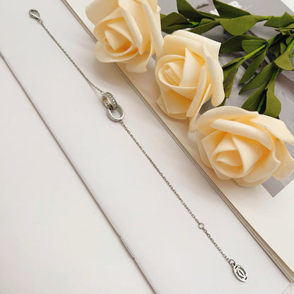 [Clover Jewelry]LOVE DOUBLE RING HALF DIAMOND BRACELET