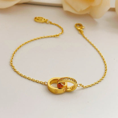 [Clover Jewelry]LOVE DOUBLE RING HALF DIAMOND BRACELET