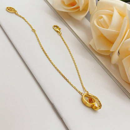 [Clover Jewelry]LOVE DOUBLE RING HALF DIAMOND BRACELET