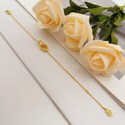 [Clover Jewelry]LOVE DOUBLE RING HALF DIAMOND BRACELET