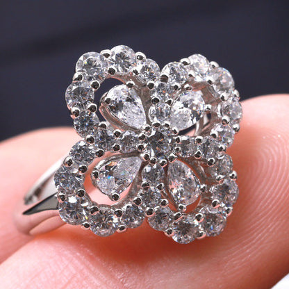 [Clover Jewelry]LOOP RING FULL MOTIF DIAMOND 16MM SILVE