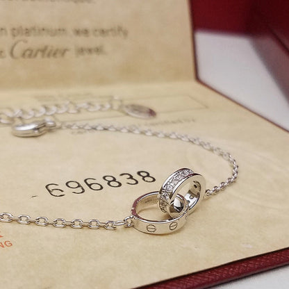 [Clover Jewelry]LOVE DOUBLE RING HALF DIAMOND BRACELET